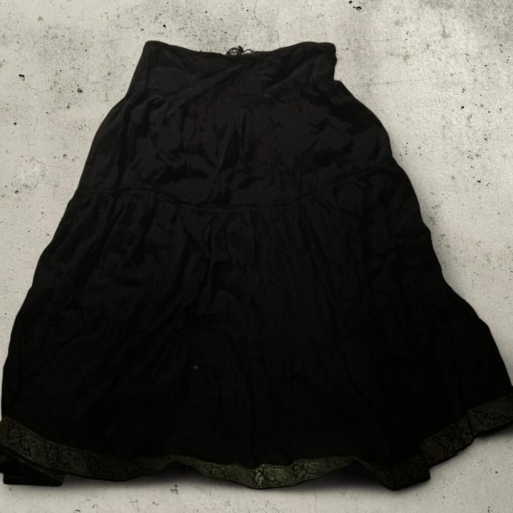 Vintage Fashion Village Black Brocade Maxi Skirt